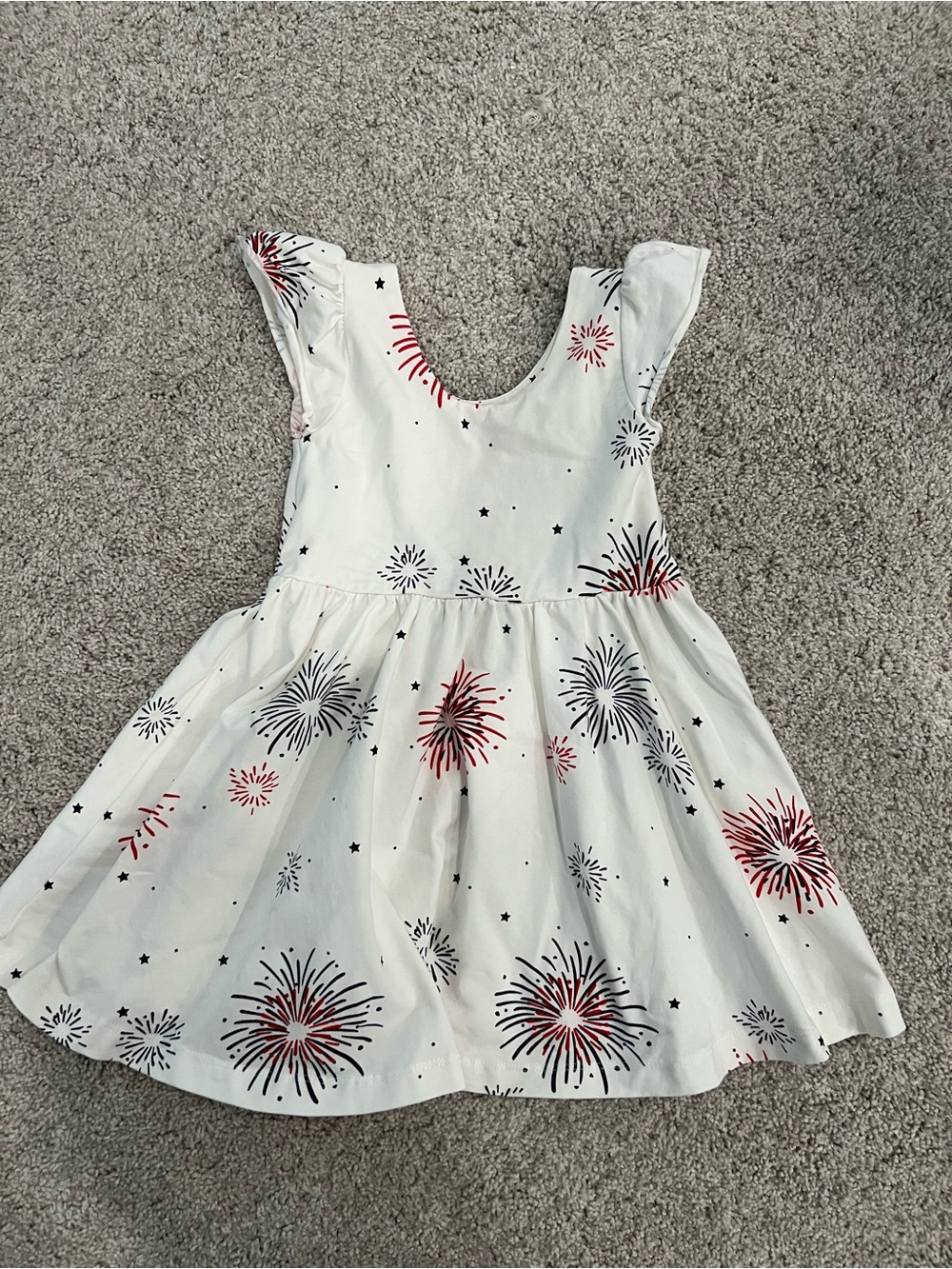 Girls White Fireworks Print Cotton Dress
